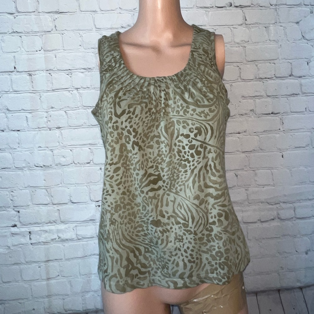st johns bay tropical green tank top size PS